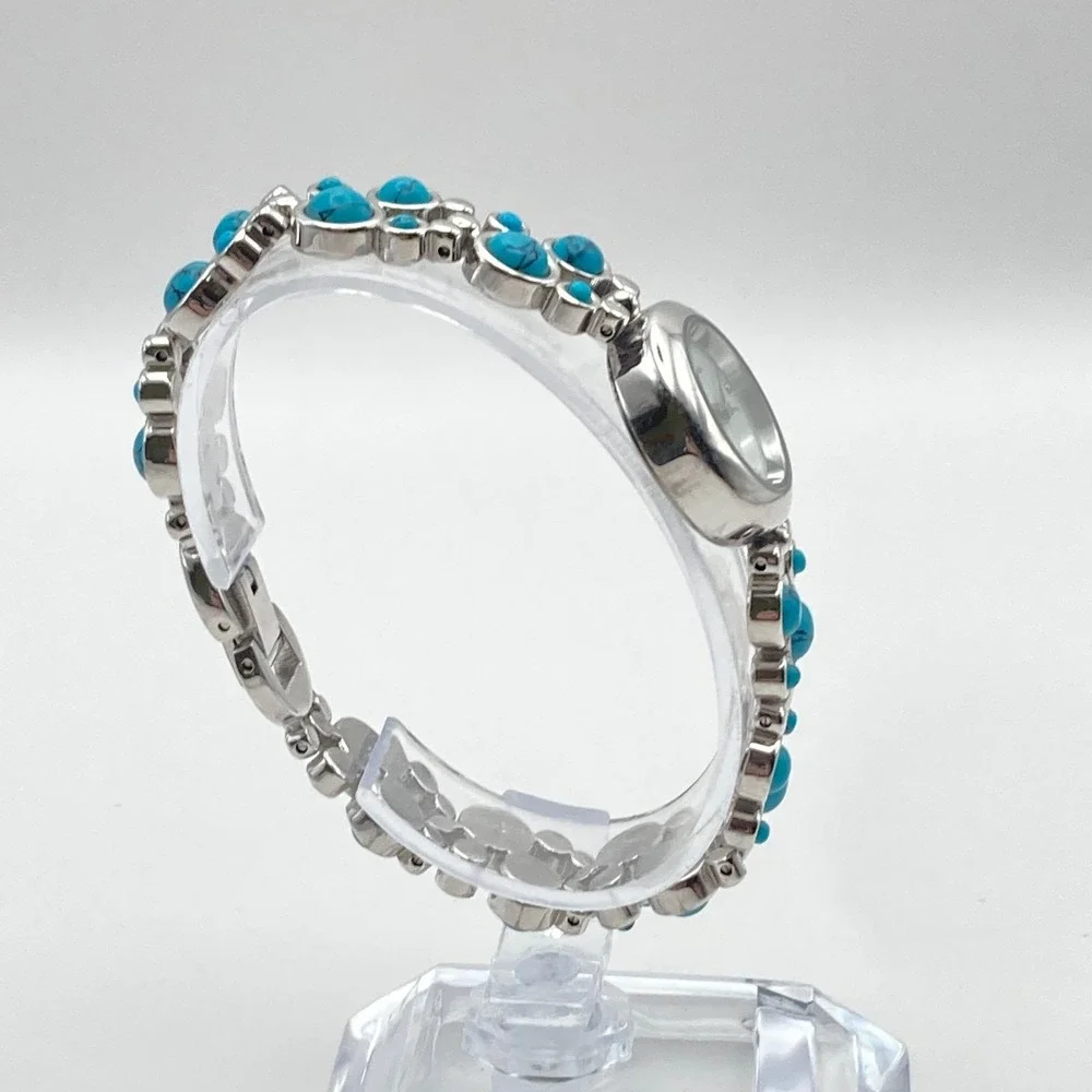 Newbridge Women's Watch 22mm Silver Tone Blue Southwest New Battery 6.75
